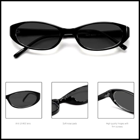 Retro Oval Sunglasses 90s Small Cat Eye Lightweight UV Protection main image 6